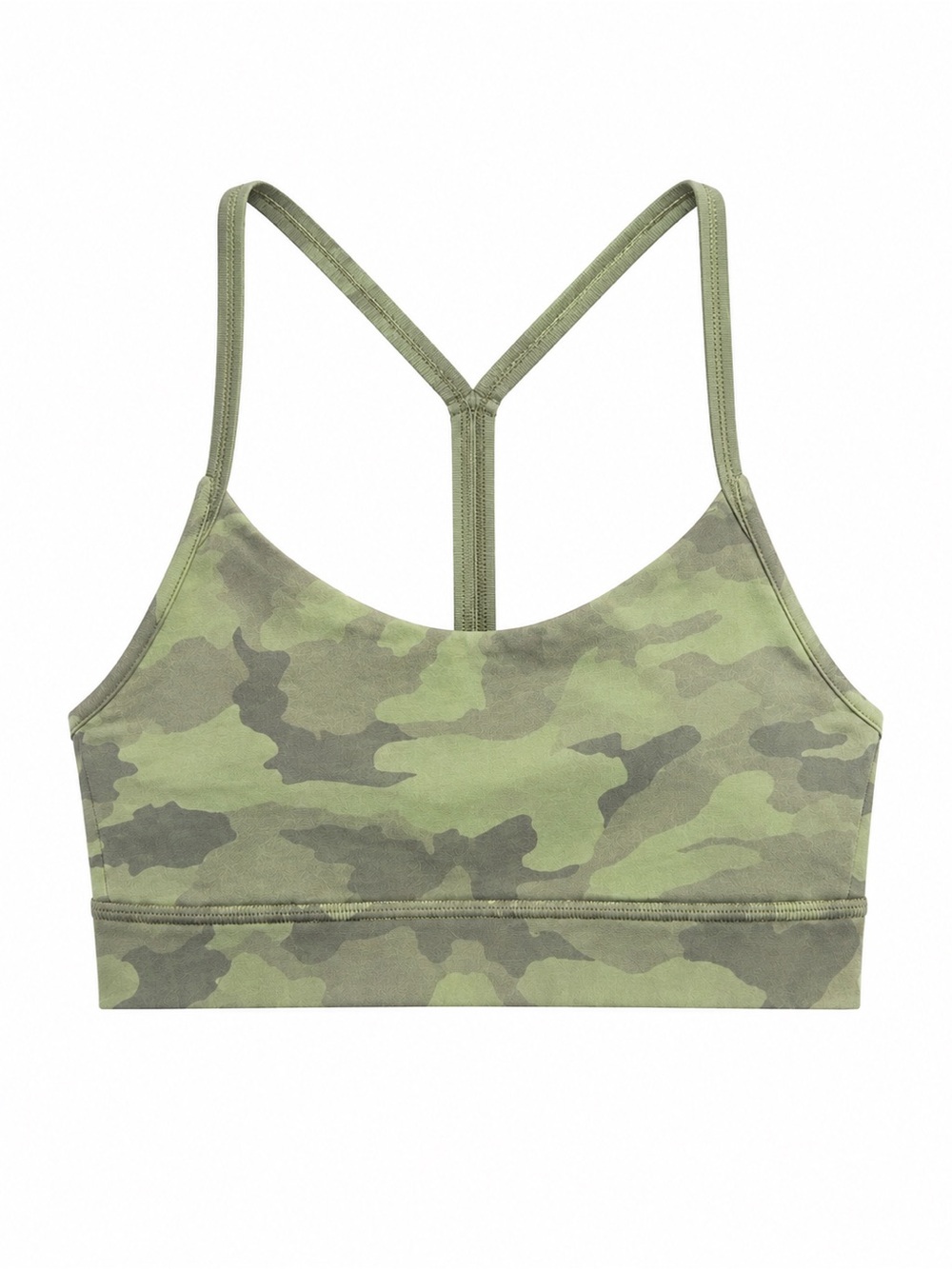 Lululemon Flow Y Bra IV Green Camo Yoga Sports Bra Size 8